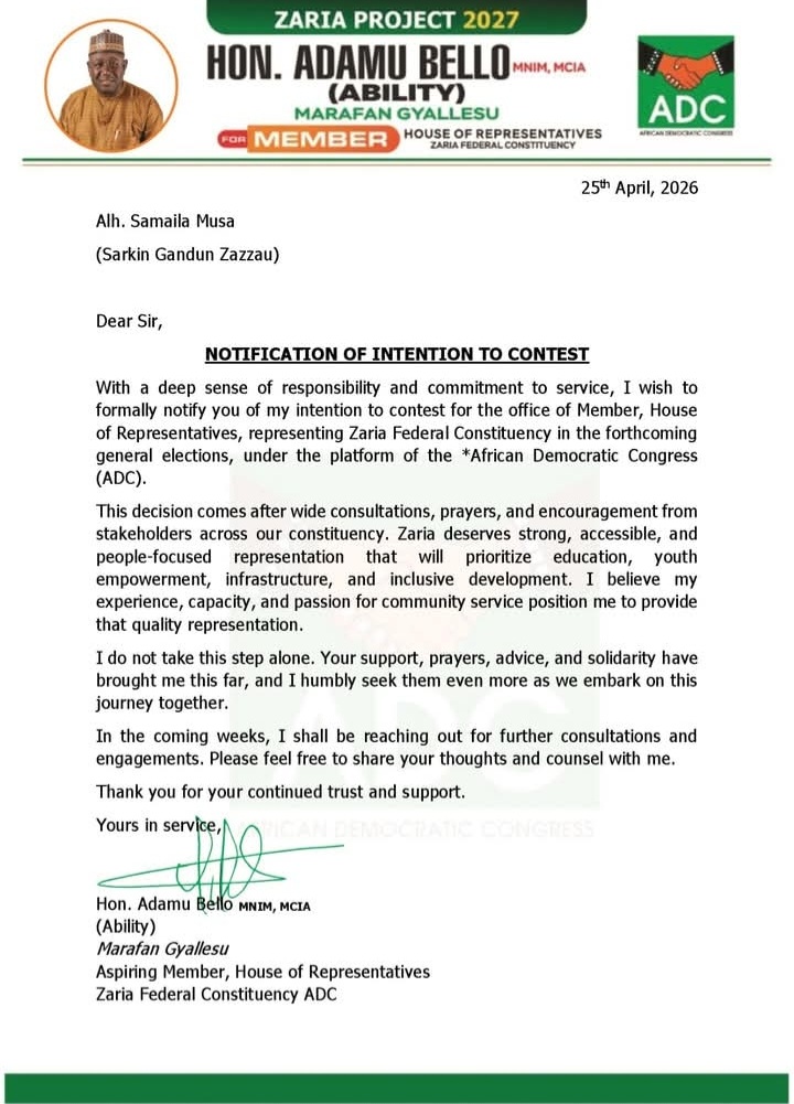 2027: Adamu Bello Joins Race for Zaria Federal&nbsp;Seat